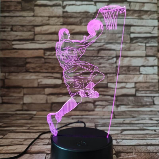 Kosárlabda játékos 7 színű  3D led lámpa