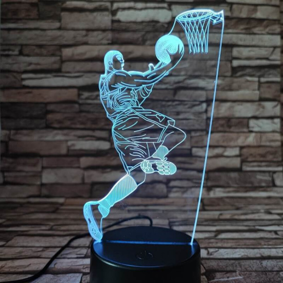Kosárlabda játékos 7 színű  3D led lámpa