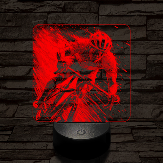 Száguldó bringás 7 színű valósághű 3D led lámpa