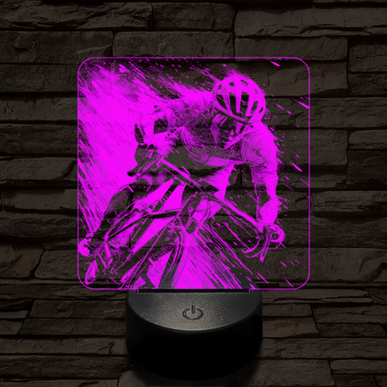 Száguldó bringás 7 színű valósághű 3D led lámpa