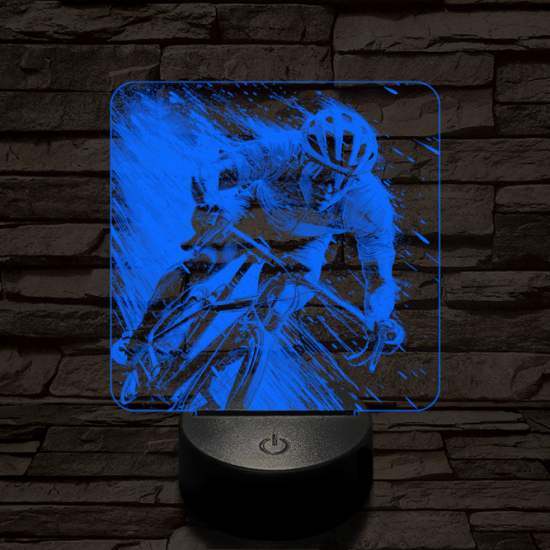 Száguldó bringás 7 színű valósághű 3D led lámpa