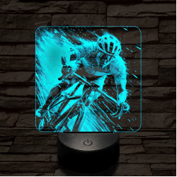 Száguldó bringás 7 színű valósághű 3D led lámpa