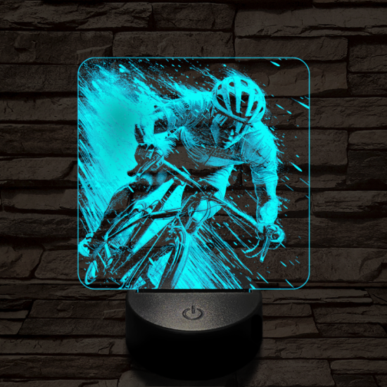 Száguldó bringás 7 színű valósághű 3D led lámpa