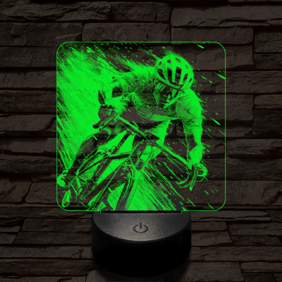 Száguldó bringás 7 színű valósághű 3D led lámpa