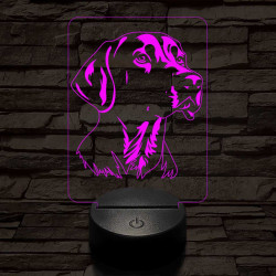 Weimari vizsla-fej 7 színű 3D led lámpa