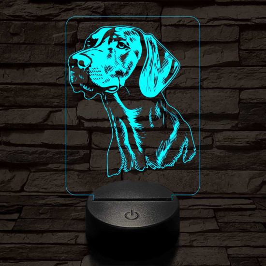 Vizsla-fej  7 színű 3D led lámpa