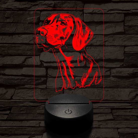 Vizsla-fej  7 színű 3D led lámpa