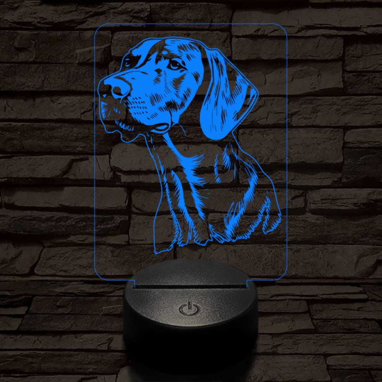 Vizsla-fej  7 színű 3D led lámpa