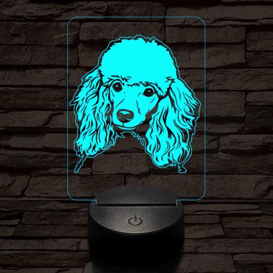 Uszkár-fej 7 színű 3D led lámpa