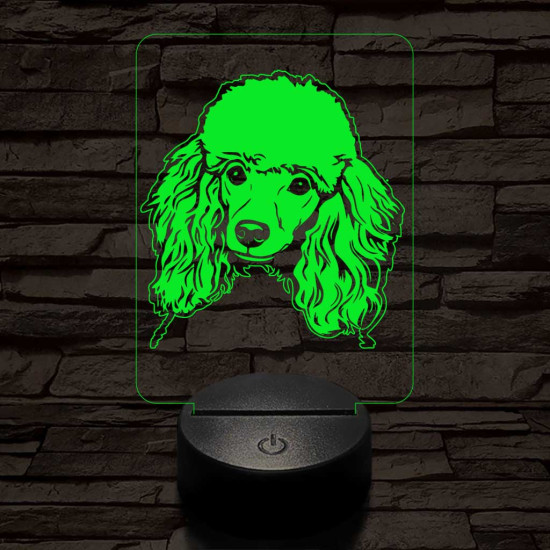 Uszkár-fej 7 színű 3D led lámpa