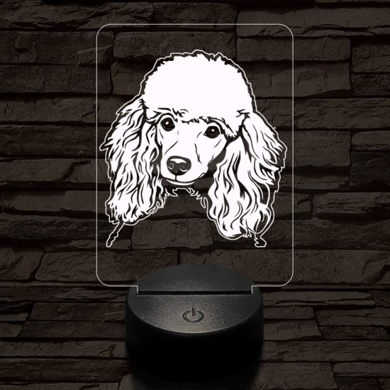 Uszkár-fej 7 színű 3D led lámpa