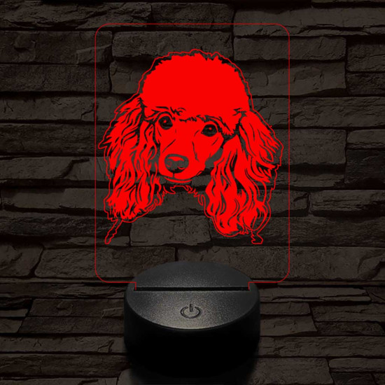 Uszkár-fej 7 színű 3D led lámpa