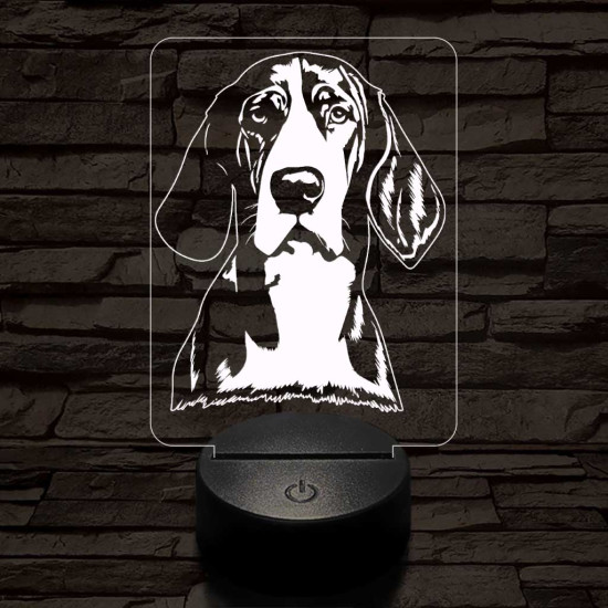 Treeing Walker Coonhound-fej 7 színű 3D led lámpa