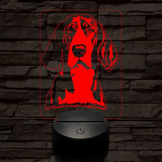 Treeing Walker Coonhound-fej 7 színű 3D led lámpa