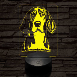 Treeing Walker Coonhound-fej 7 színű 3D led lámpa