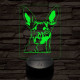 Törpe foxterrier-fej 7 színű 3D led lámpa