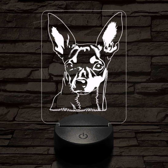 Törpe foxterrier-fej 7 színű 3D led lámpa