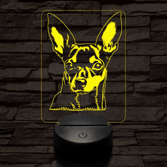 Törpe foxterrier-fej 7 színű 3D led lámpa