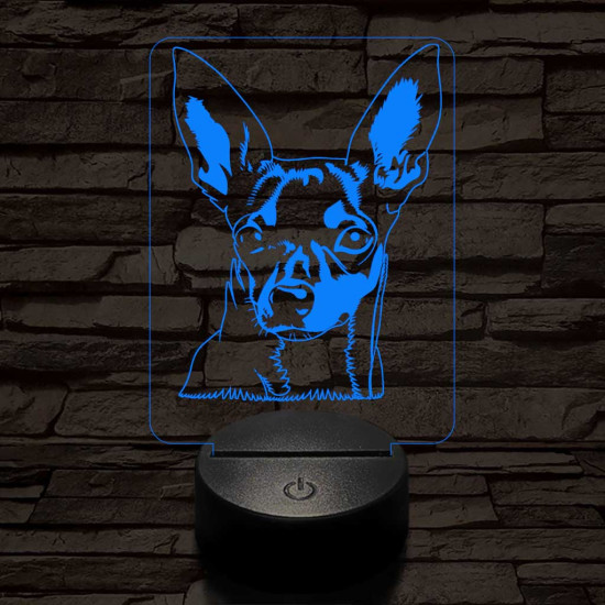 Törpe foxterrier-fej 7 színű 3D led lámpa