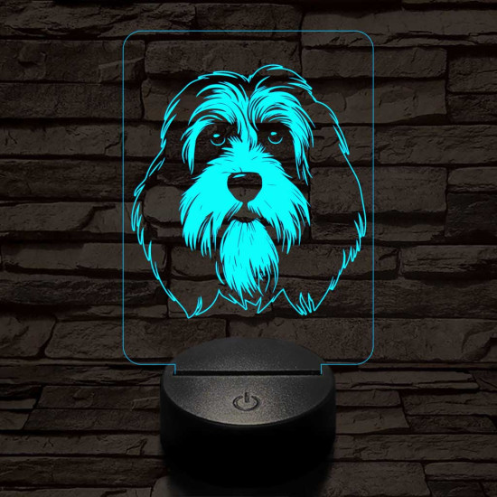 Tibeti terrier-fej 7 színű 3D led lámpa