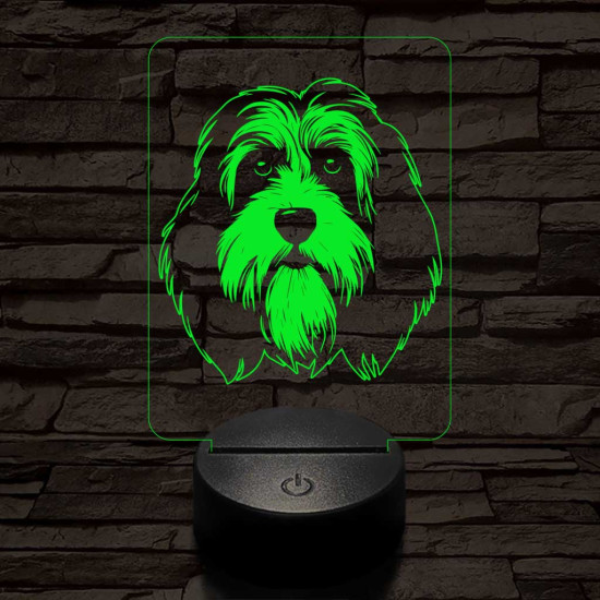 Tibeti terrier-fej 7 színű 3D led lámpa