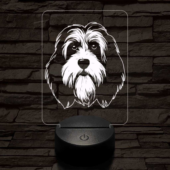 Tibeti terrier-fej 7 színű 3D led lámpa