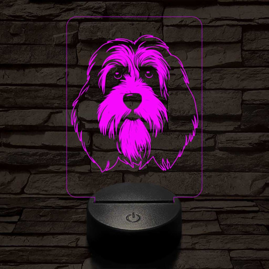 Tibeti terrier-fej 7 színű 3D led lámpa