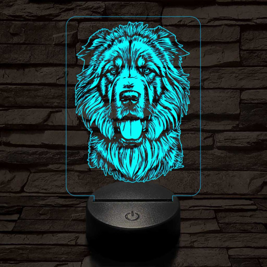 Tibeti masztiff-fej 7 színű 3D led lámpa