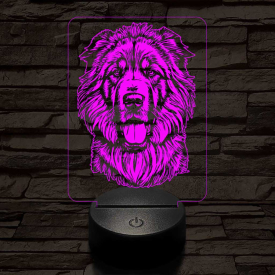 Tibeti masztiff-fej 7 színű 3D led lámpa