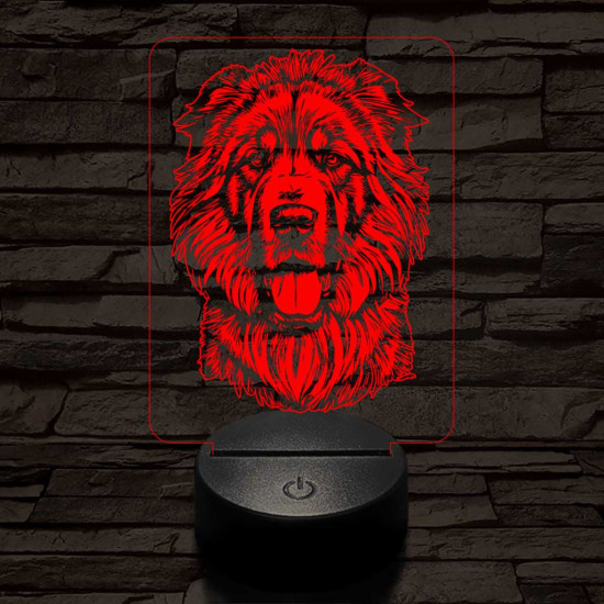 Tibeti masztiff-fej 7 színű 3D led lámpa