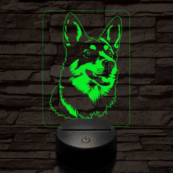 Svéd juhászkutya-fej 7 színű 3D led lámpa