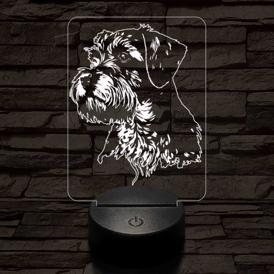 Közepes snauzer-fej 7 színű 3D led lámpa