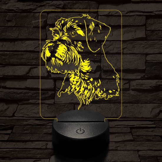 Közepes snauzer-fej 7 színű 3D led lámpa
