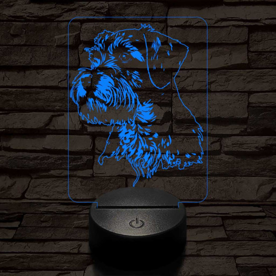 Közepes snauzer-fej 7 színű 3D led lámpa