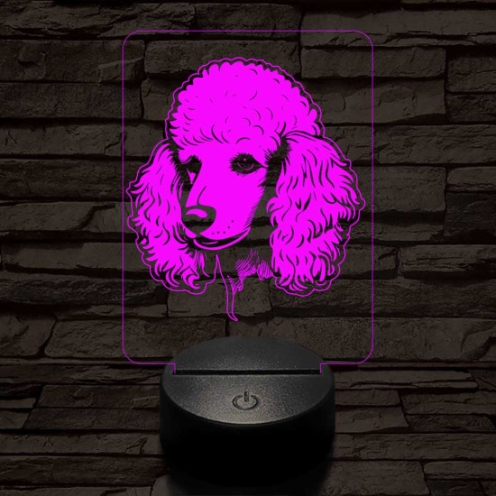 Közepes uszkár-fej 7 színű 3D led lámpa