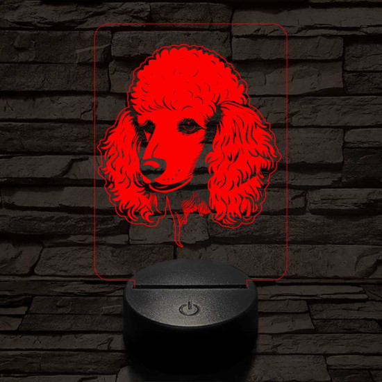 Közepes uszkár-fej 7 színű 3D led lámpa