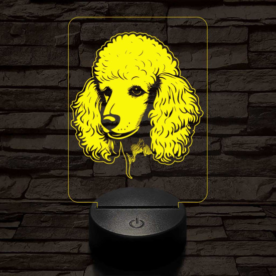 Közepes uszkár-fej 7 színű 3D led lámpa