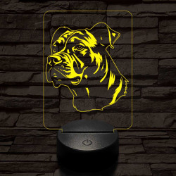 Staffordshire terrier-fej 7 színű 3D led lámpa