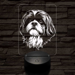 Shih tzu-fej 7 színű 3D led lámpa