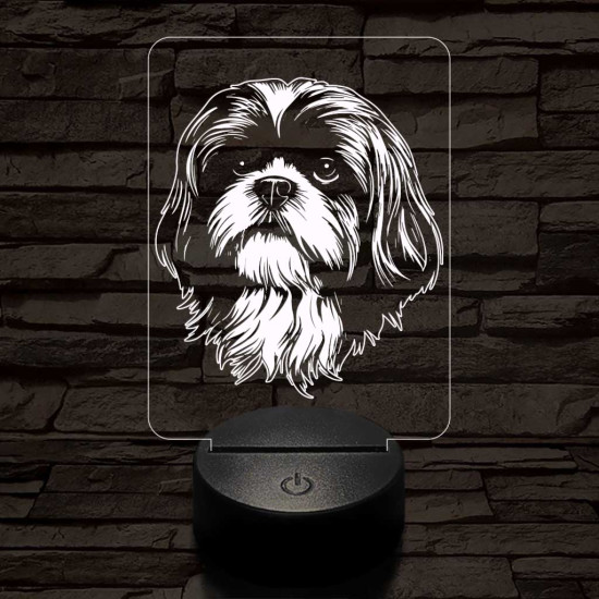 Shih tzu-fej 7 színű 3D led lámpa