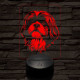 Shih tzu-fej 7 színű 3D led lámpa