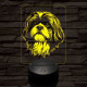Shih tzu-fej 7 színű 3D led lámpa