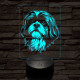 Shih tzu-fej 7 színű 3D led lámpa