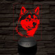 Shiba inu-fej 7 színű 3D led lámpa