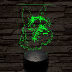 Skót terrier-fej 7 színű 3D led lámpa