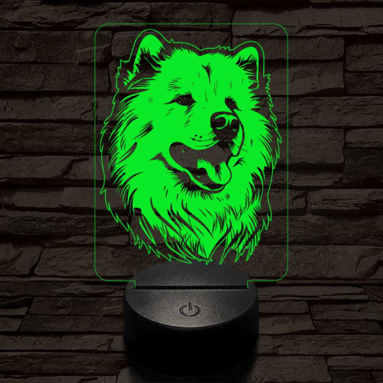 Szamojéd-fej 7 színű 3D led lámpa