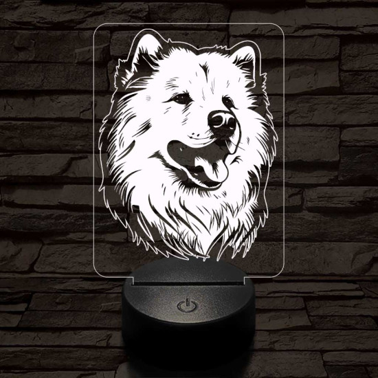 Szamojéd-fej 7 színű 3D led lámpa
