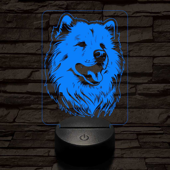 Szamojéd-fej 7 színű 3D led lámpa
