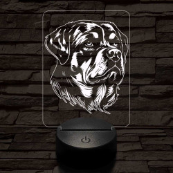 Rottweiller-fej 7 színű 3D led lámpa