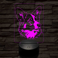 Walesi törpekutya 7 színű 3D led lámpa